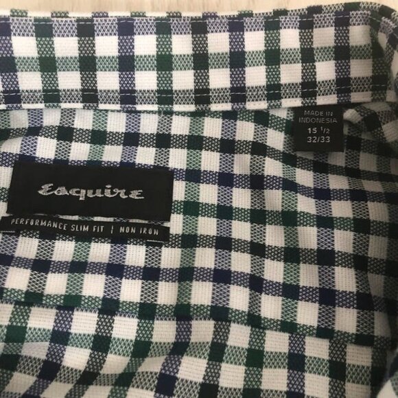 Esquire Men's Plaid Non Iron Casual Button Down Shirt Long Sleeve Slim Fit 15.5 - Picture 7 of 12